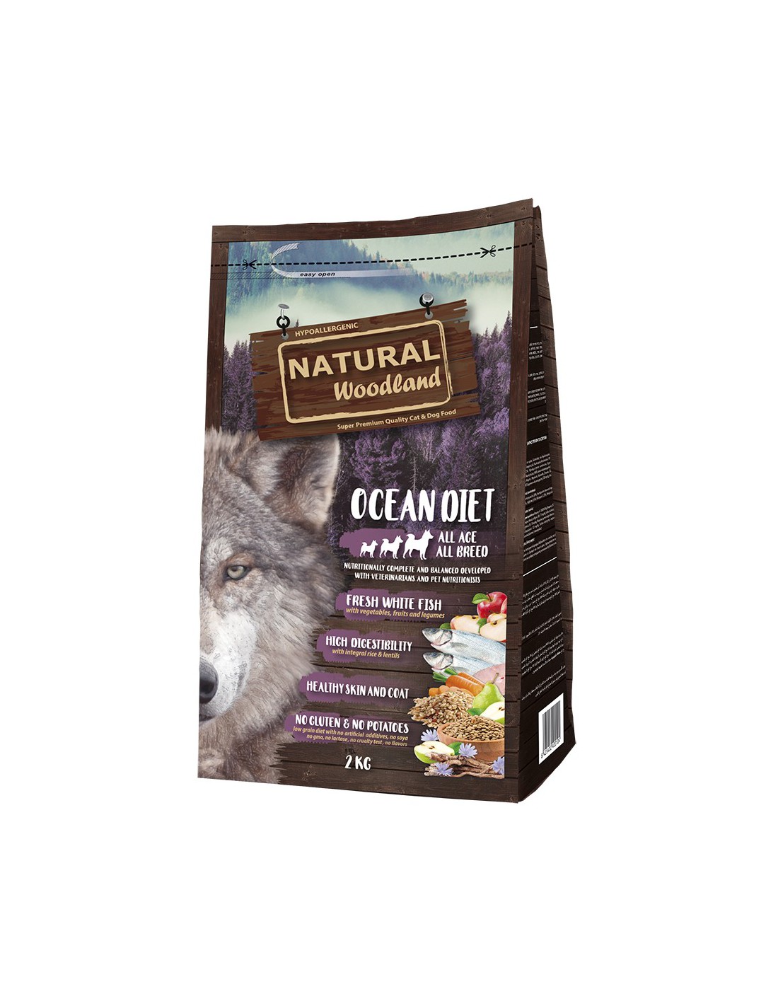 Natural Woodland Ocean Diet con pescado blanco