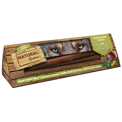 Sticks horneados Detox Support de Natural Greatness con carne fresca de pavo, diente de león y romero