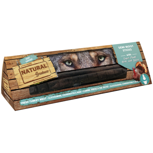 Sticks semihúmedos Joint Support de Natural Greatness con carne fresca de pavo, glucosamina, condroitina y MSM