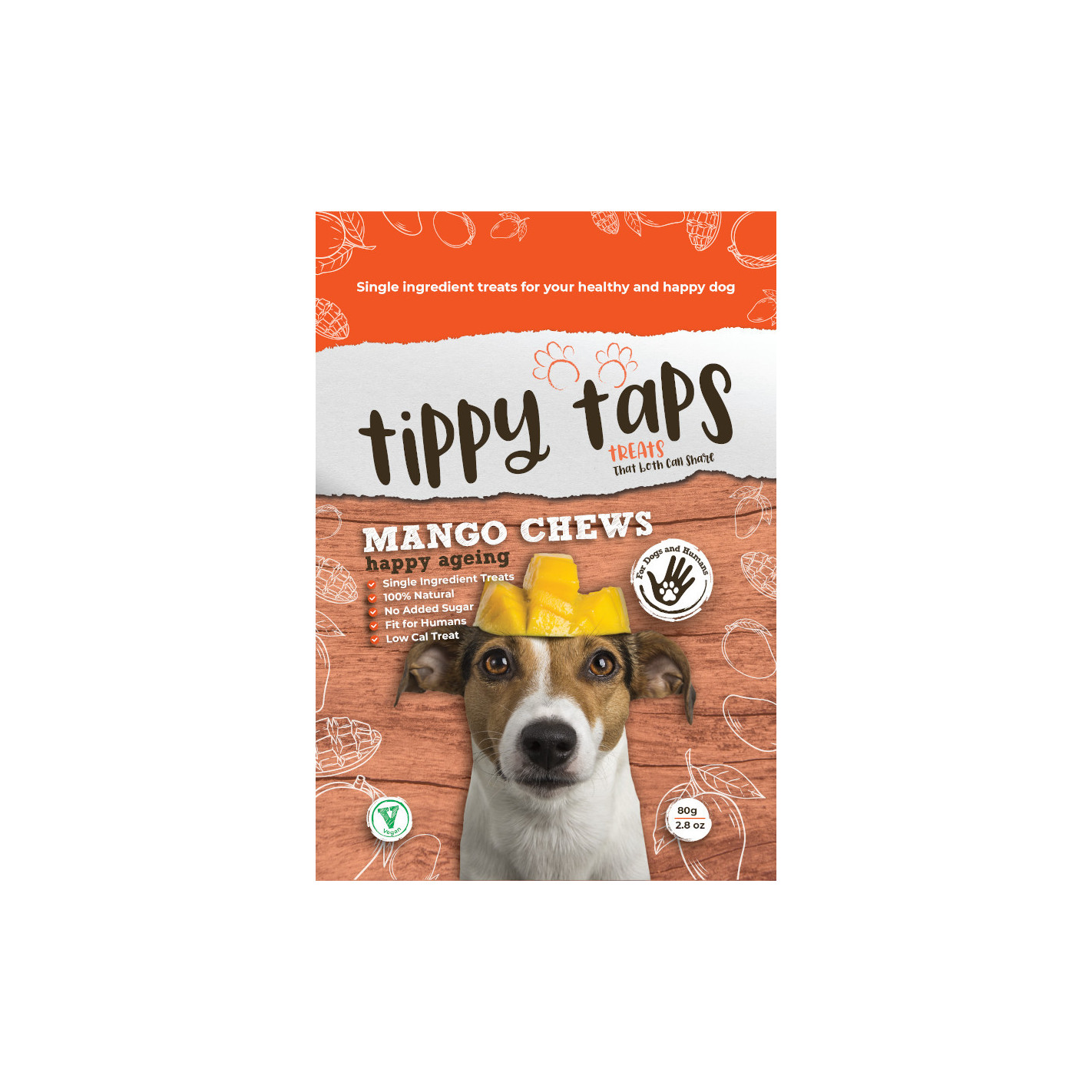 Tippy Taps de Mango snacks de fruta deshidratada para perros