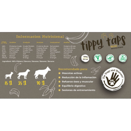 Tippy Taps de Plátano snacks de fruta deshidratada para perros