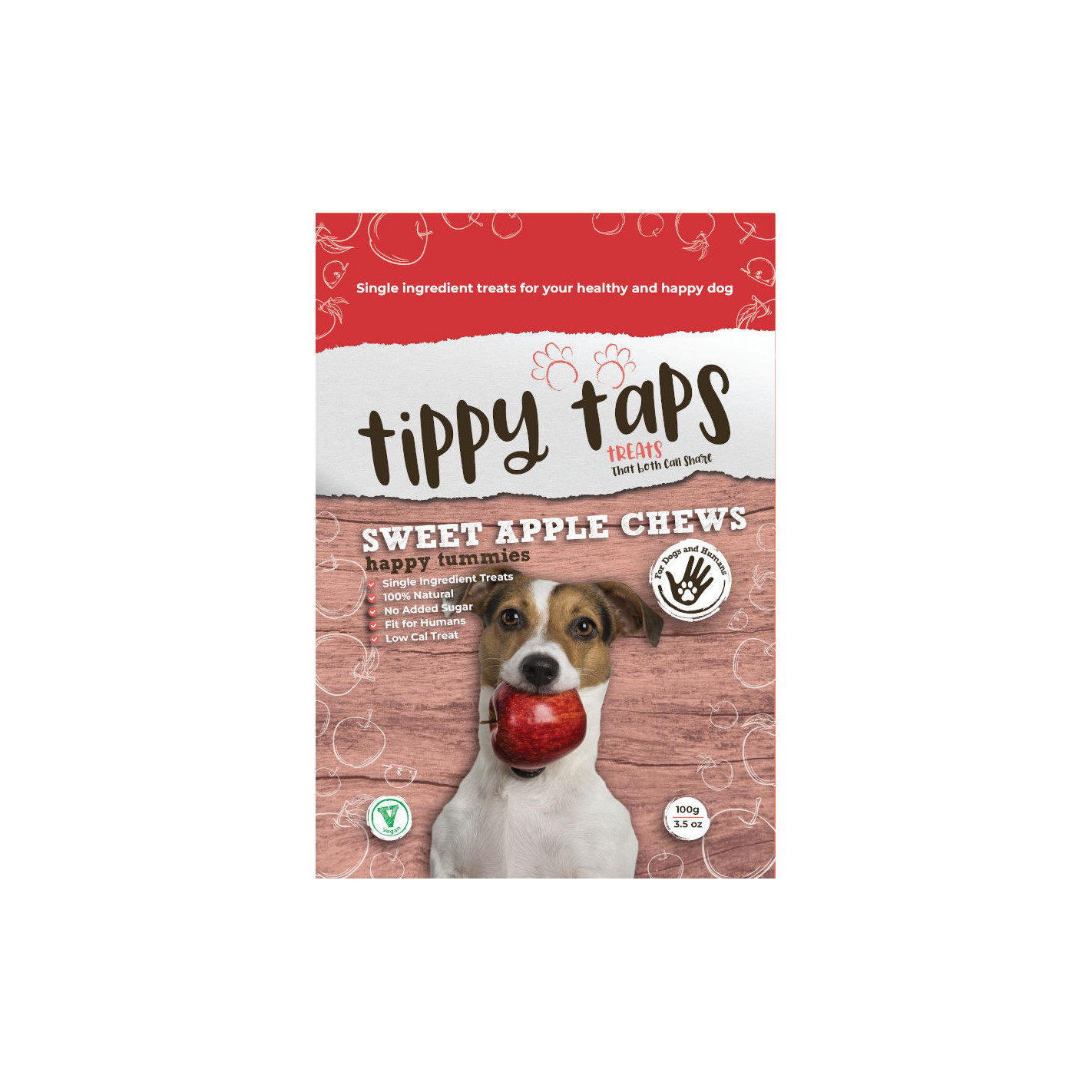 Tippy Taps de Manzana dulce snacks de fruta deshidratada para perros