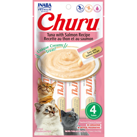 Churu Purée Receta de atún con salmón snack para gatos