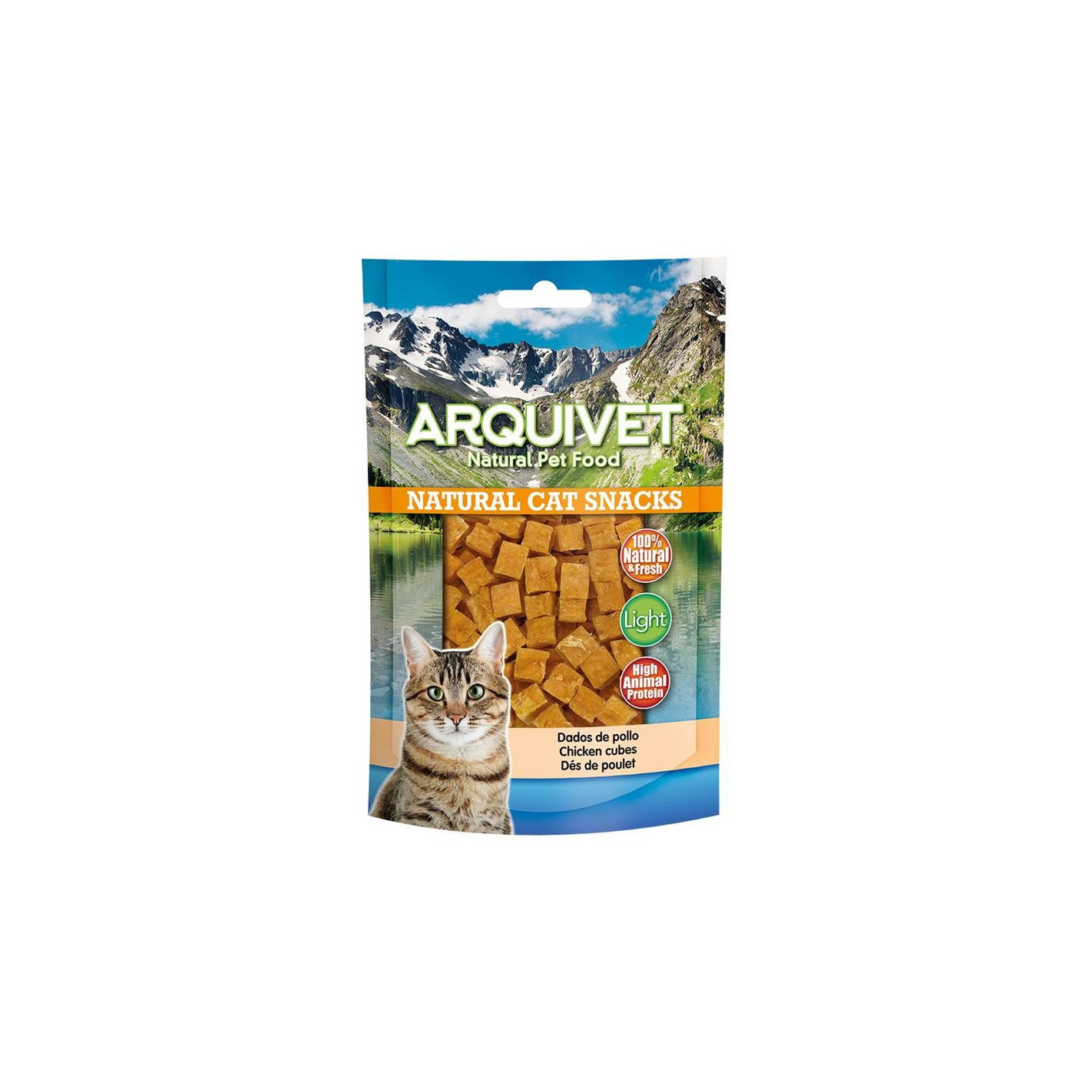 Snack para gatos dados de pollo 50 gr