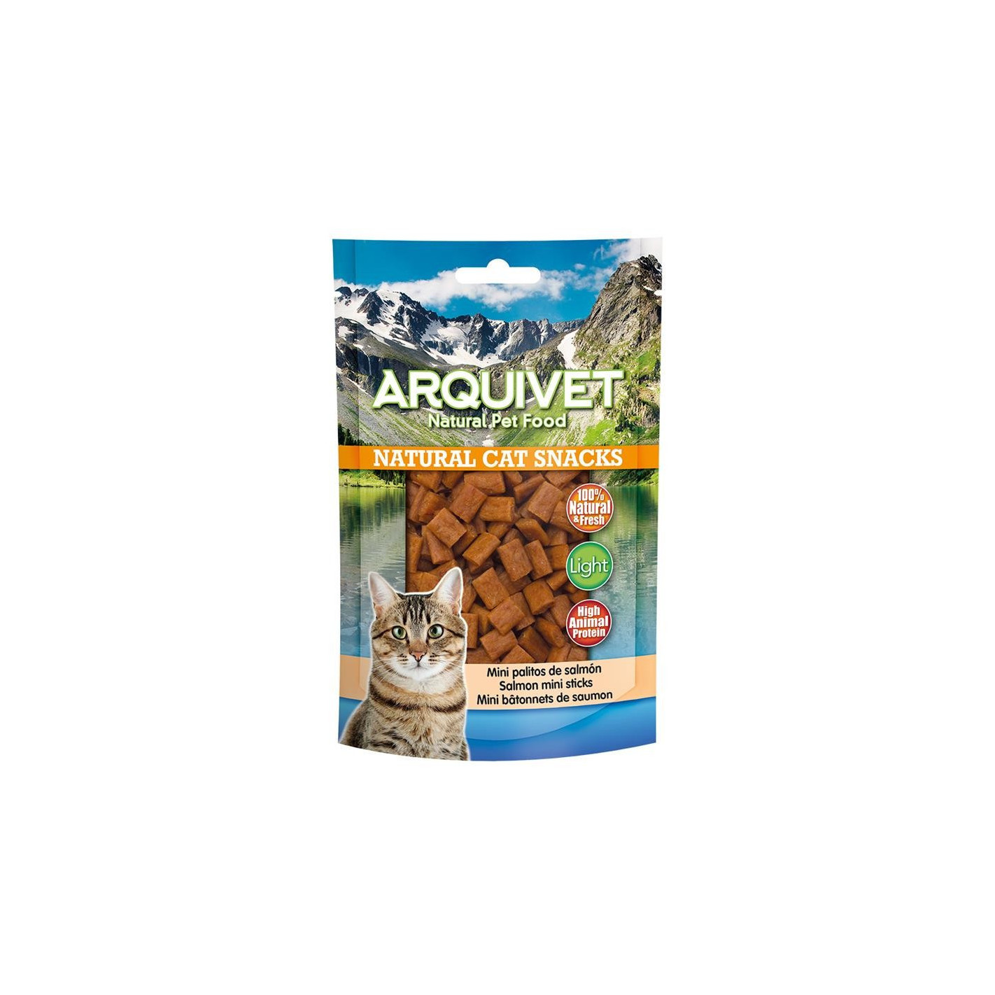 Snack para gatos mini palitos de salmón 50 gr